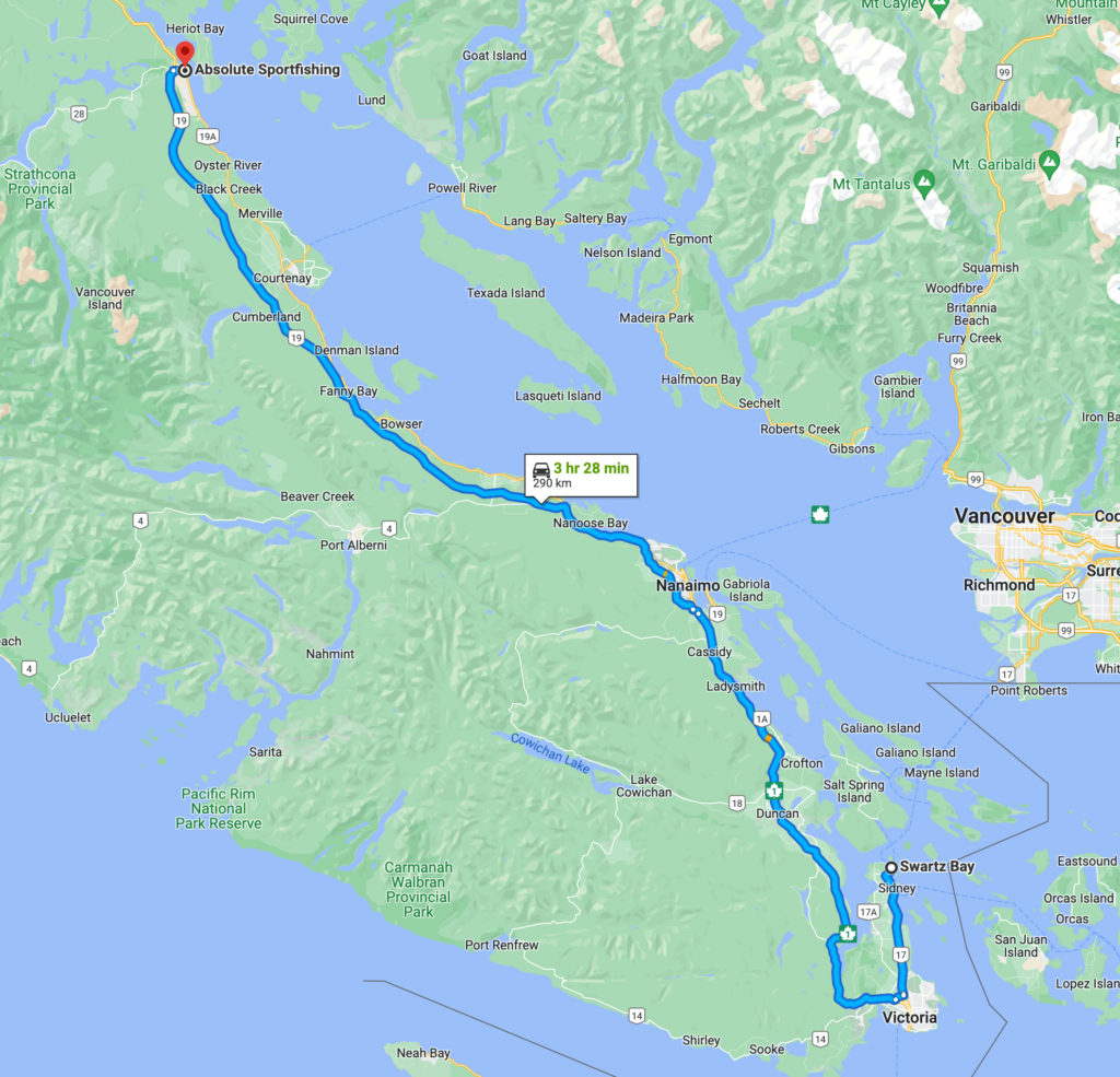 Campbell river salmon fishing route Fishing charter Campbell river BC image